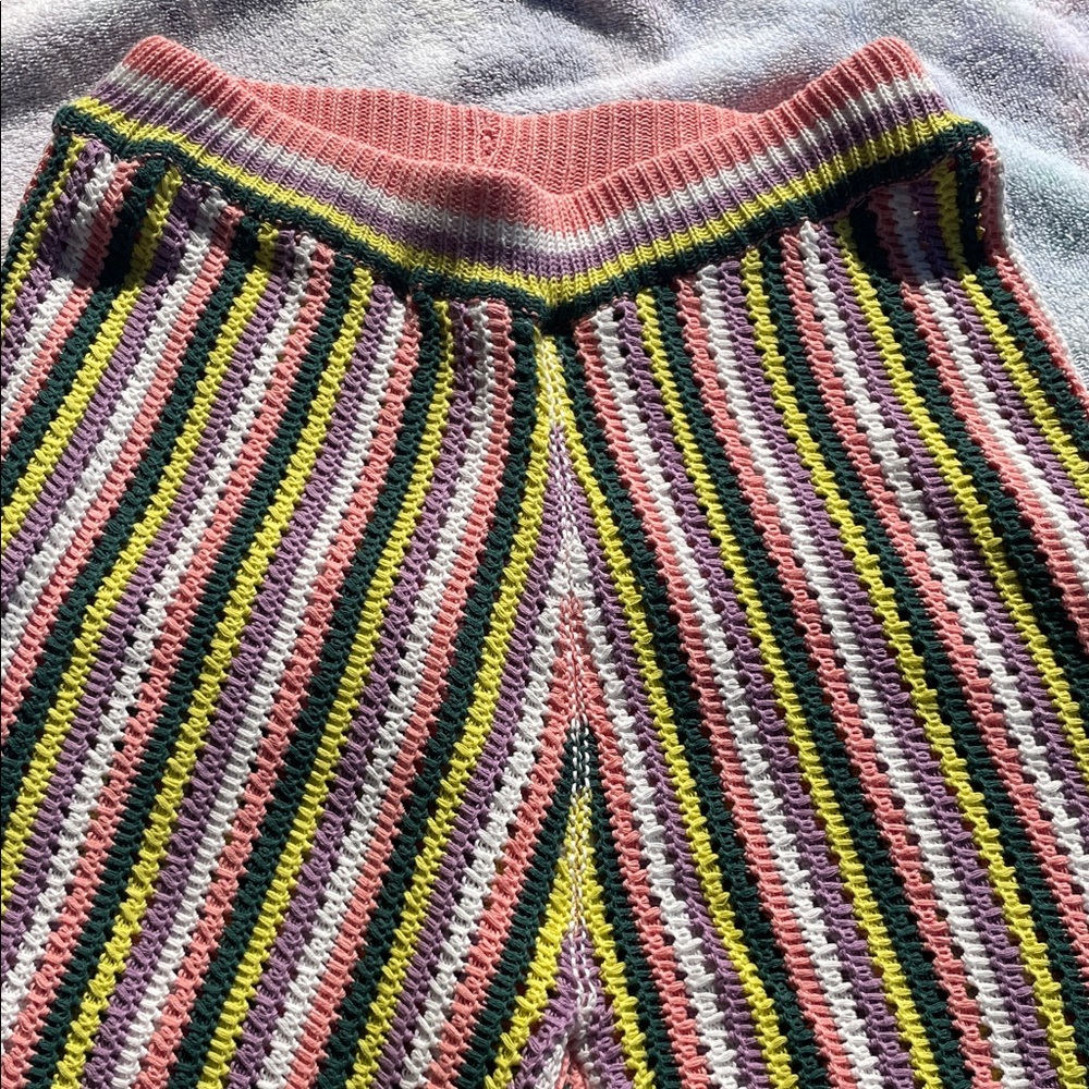 Line & Dot Breakers Wide-Leg Crochet Boho Striped Beachwear Festival XS - Picture 3 of 9